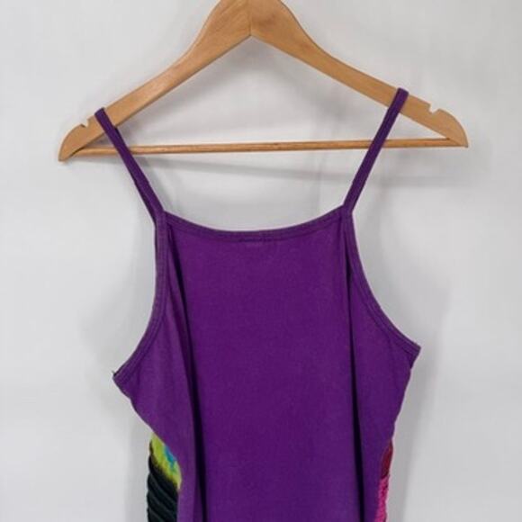 Vintage Y2K‎ Ocean Queen Patchwork Hippie Festival Top Womens XL Cotton Purple - Picture 7 of 8